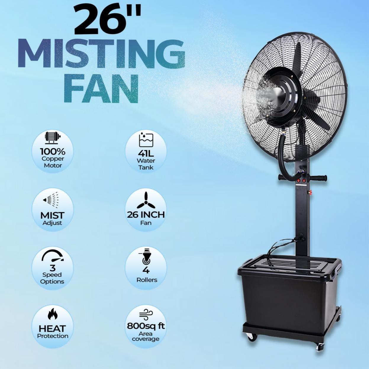 water misting fan for outdoor mist dry air fan