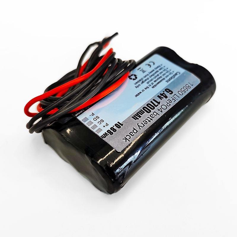 2s1p 18650 6V 6.4V 1700mAh Rechargeable LiFePO4 Battery Pack with I2c Communication Protocol for Outdoor robots Flashlight