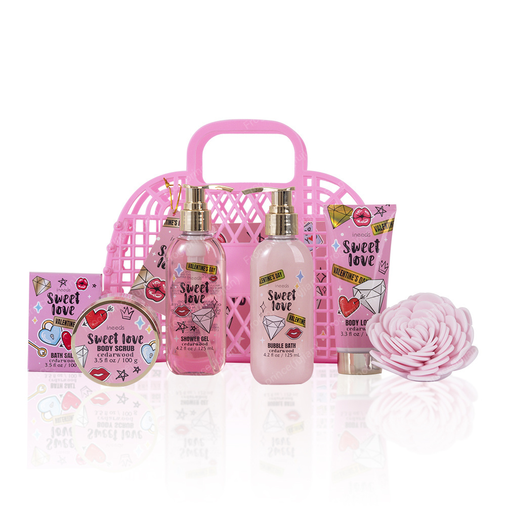 Bath body care gift basket for Valentine's Day