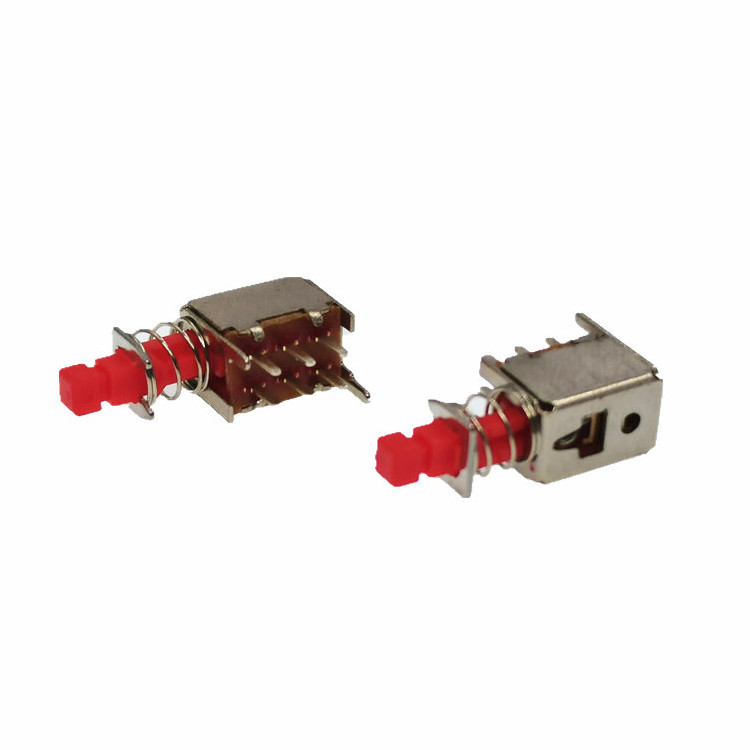 red black blue right angle PCB terminal self lock no lock latching push button switches