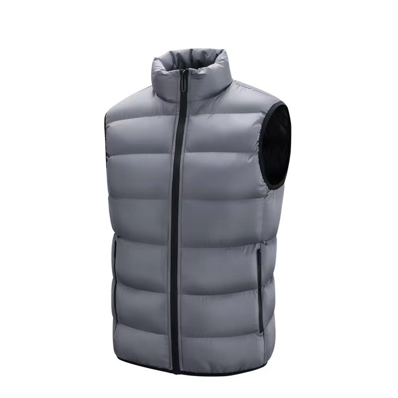 Custom Logo Winter Thick Solid Zipper Up Sleeveless Vest Men's Puffer Down Vests Man Padded Cotton Waistcoats