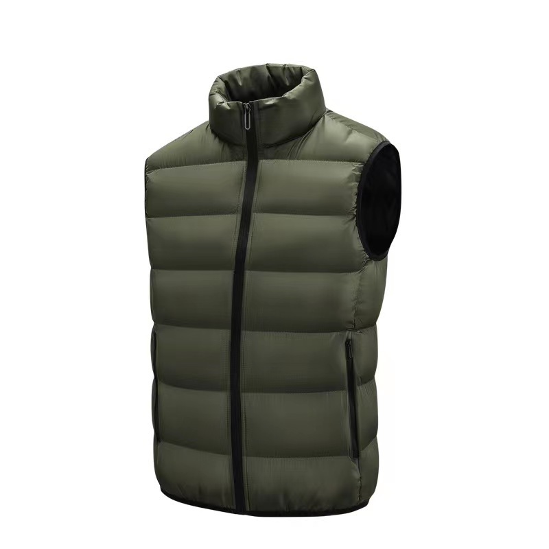 Custom Logo Winter Thick Solid Zipper Up Sleeveless Vest Men's Puffer Down Vests Man Padded Cotton Waistcoats