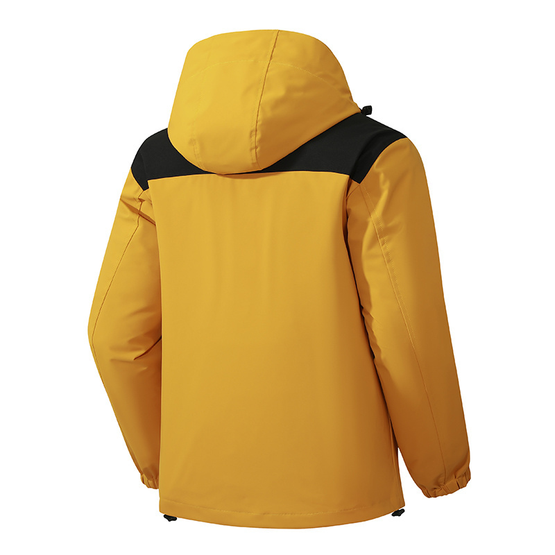 Custom Logo Autumn Patchwork Hooded Waterproof Windbreak Outdoor Hiking Softshell Jacket Men