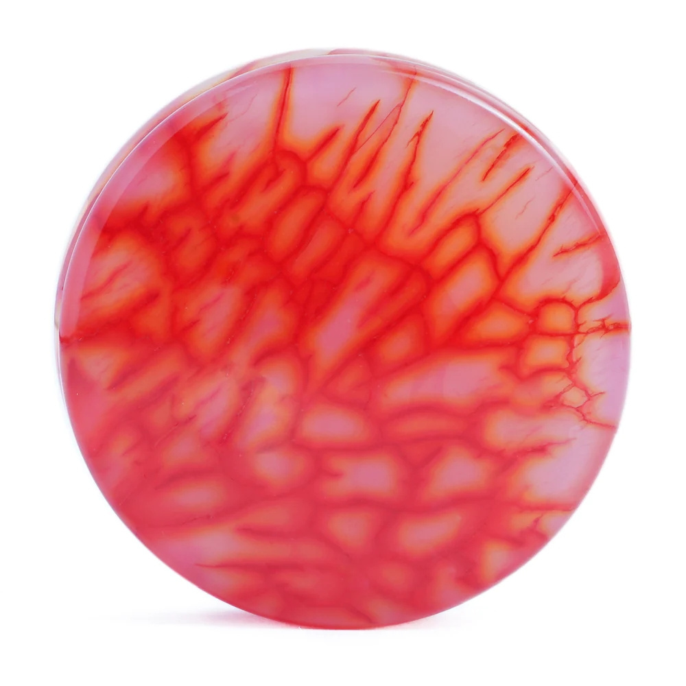 Red Dragon Vein Agate Ear Plugs Organic Stone Plug/Gauge 6-30mm