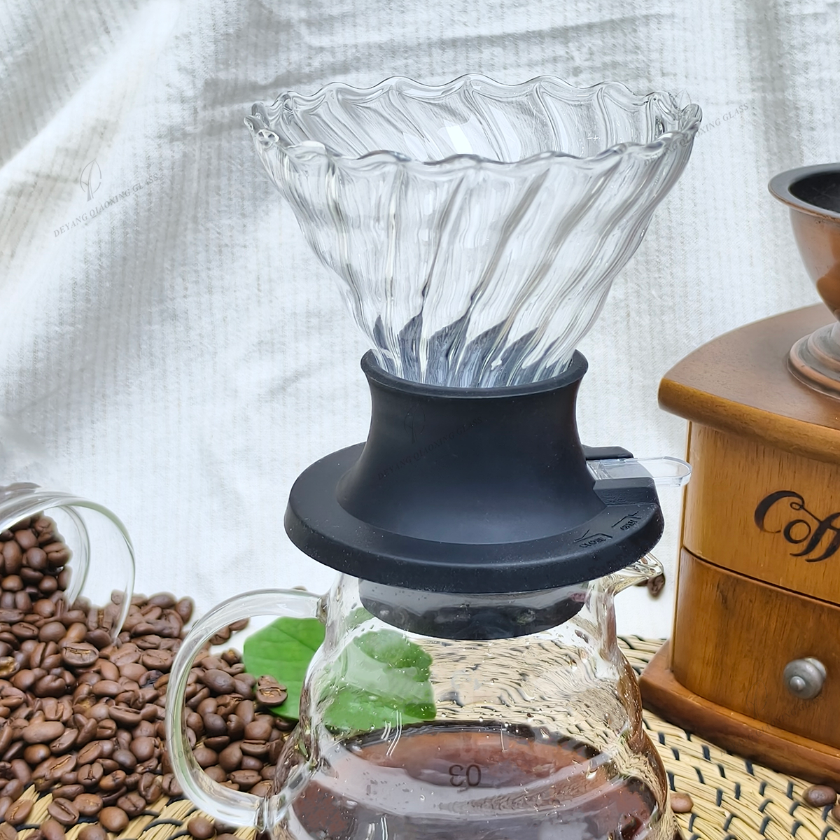 Pour Over Manual Coffee Maker Drip Coffee Mug Filter Highly Recommended Glass Coffee Set Cone Strainer