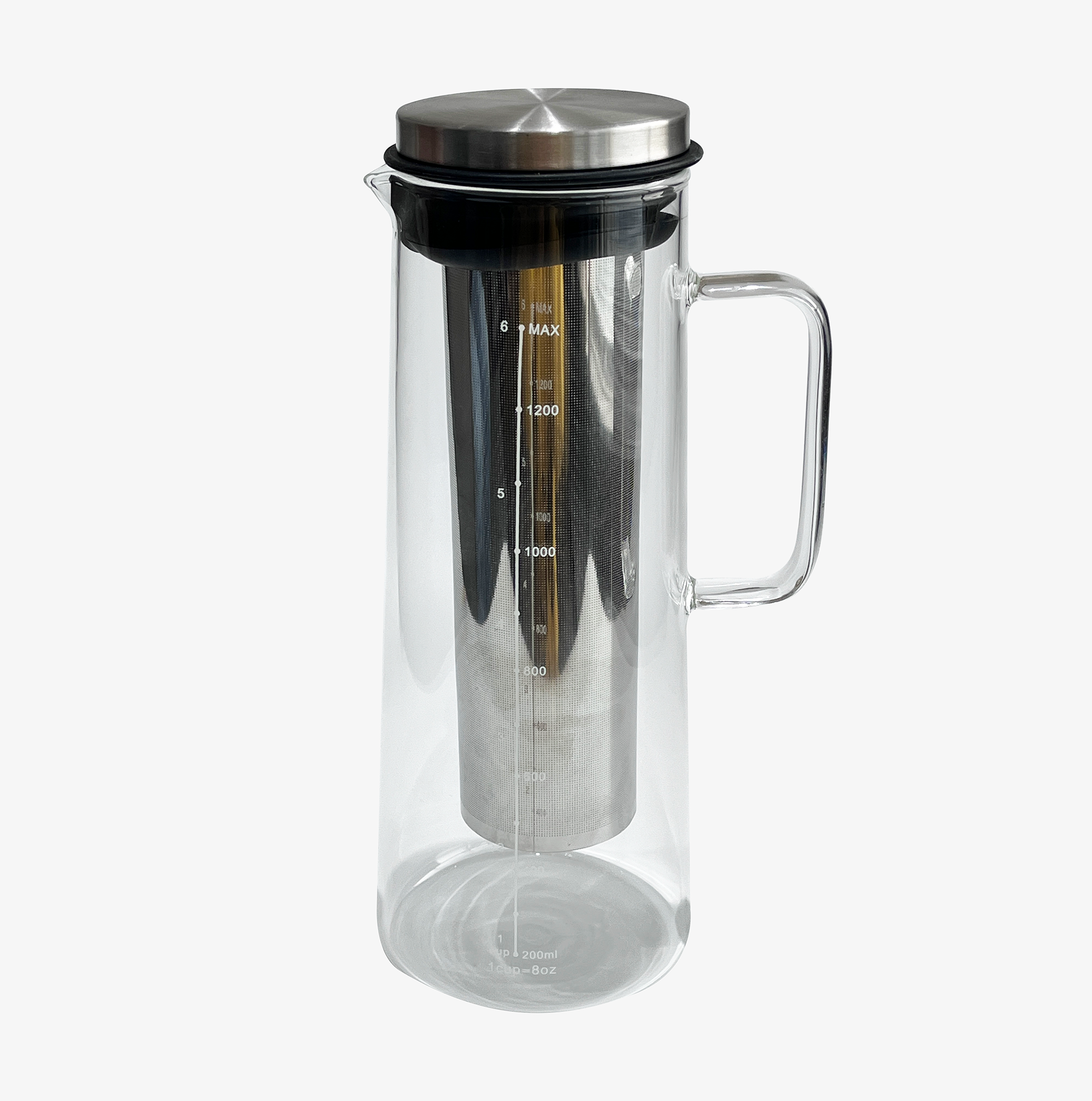 Wholesale Black Coffee Brewing Extraction Coffee Latte Maker Pot with Stainless Steel Filter Dripper Glass Coffee Carafe