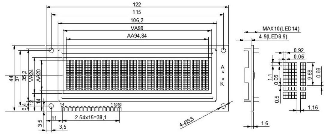 Lcd Character Display 16x2 LCD Display Blacklight 5v Mono color 1602 LCD Module