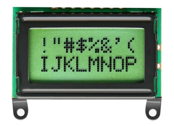 mono character lcd module 16 pin 8-bit parallel interface 8x2 micro lcd display