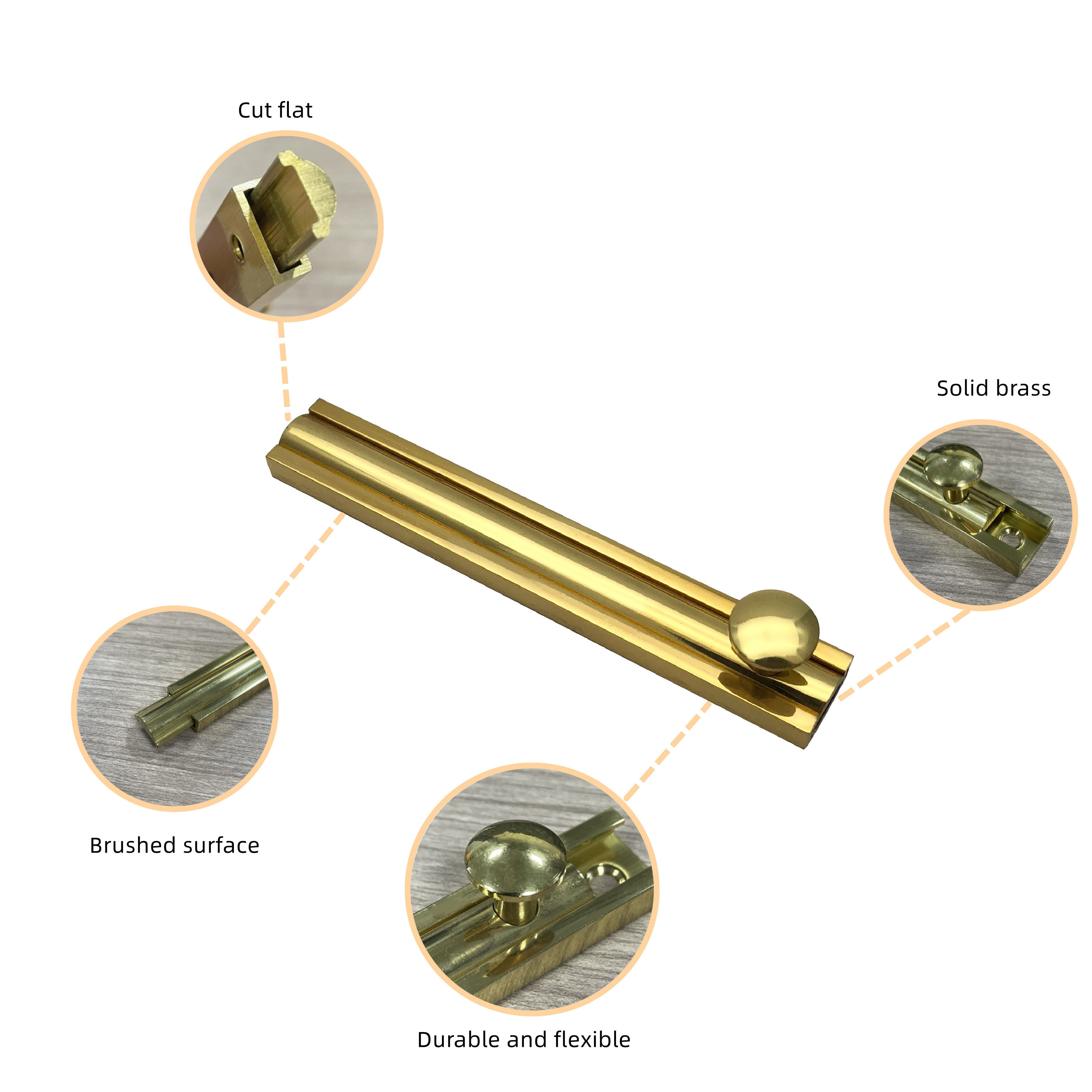 Brass door flush bolt solid brass flush safety door catch latch door lock bolt cabinet cupboard surface high quality hardware