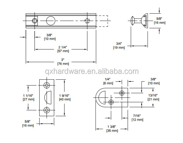 Satin Nickel Brass door bolt Slide Lock