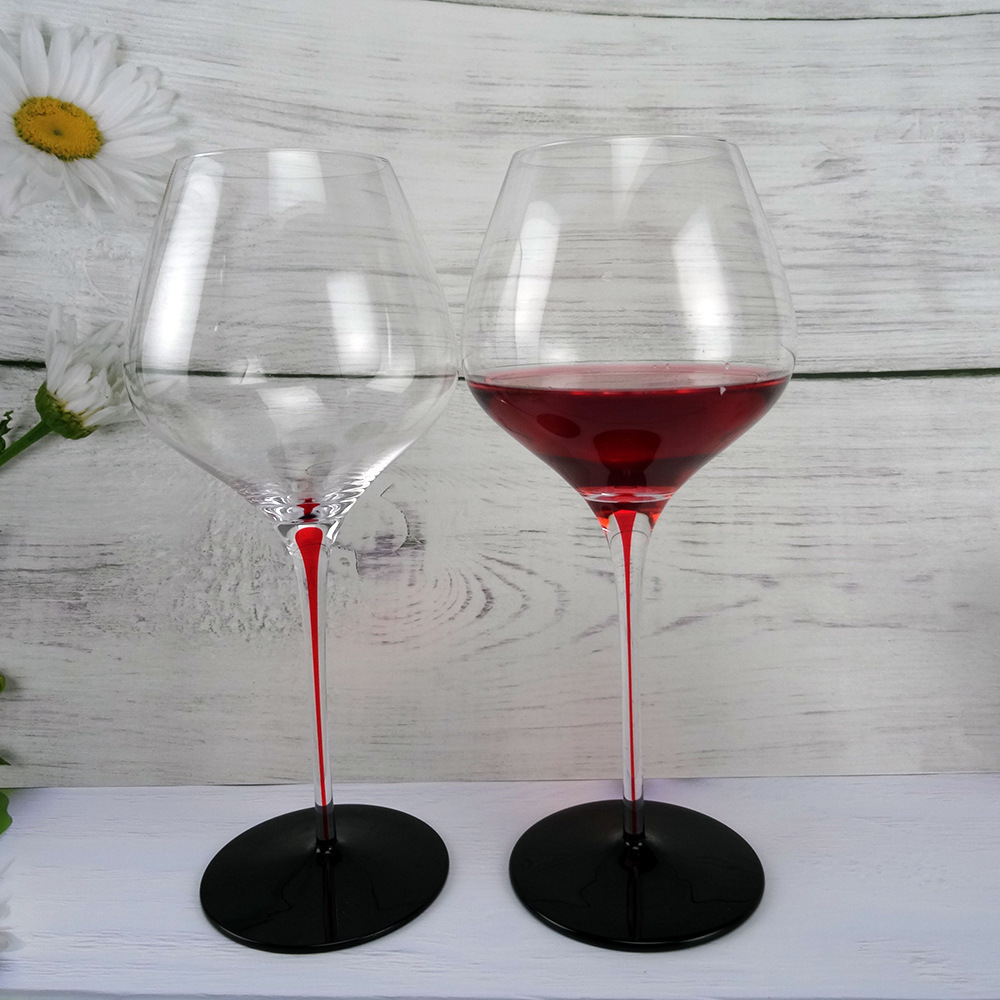 Wholesale Drinking Glassware  Clear Wine Glasses Goblet Creative Unique Gold Stem Red Wine Glasses