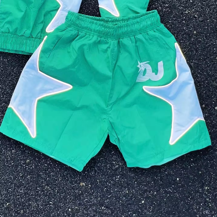 Men Sets Two Piece Custom Windbreaker Shorts And Jacket Tracksuit Reflective Zip Up Nylon Two Piece Windbreaker Short Set