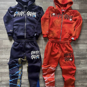 Custom 3D Logo Stacked Sets Sweat Suits Men Two Pieces Winter Flare Pants Sets Puff Print Hoodies Tracksuits Sweatsuit for Men