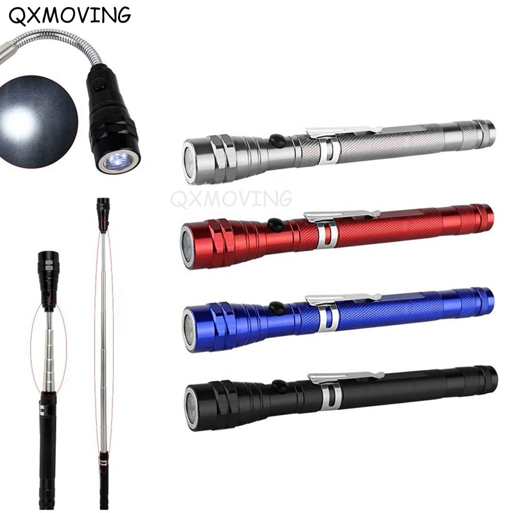 QXMOVING Telescopic Flexible Torch 3 LED Magnetic Light Pick Up Tool Torch Light Pickup Flashlight With Clip Magnet