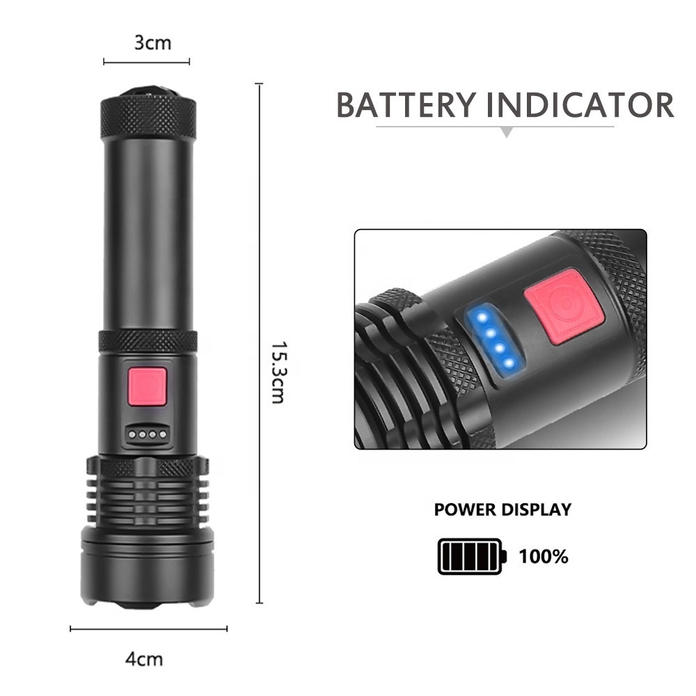 QXMOVING High Lumens Rechargeable Zoom Multifunction Emergency Bright Tactical Flashlight Waterproof For Hunting Hik