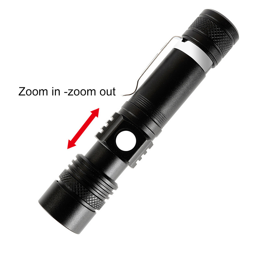 QXMOVING Waterproof Zoom Rechargeable 18650 Battery Pen Light With Clip Fast Track Mini Portable Tactical flashlight Torch Light