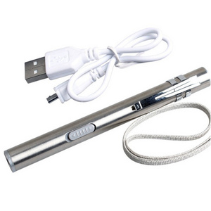 QXMOVING USB Rechargeable Portable Stainless Steel Pen Flashlight Doctor Medical Penlight Torch Light LED Pen Light