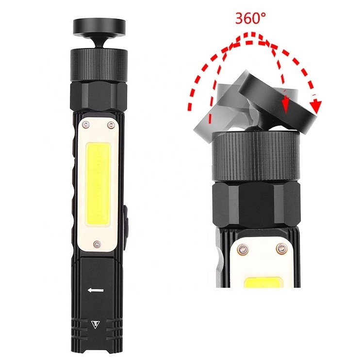 QXMOVING Portable USB rechargeable magnet work light flashlight 90 rotating degree Waterproof COB Work Light for car repair