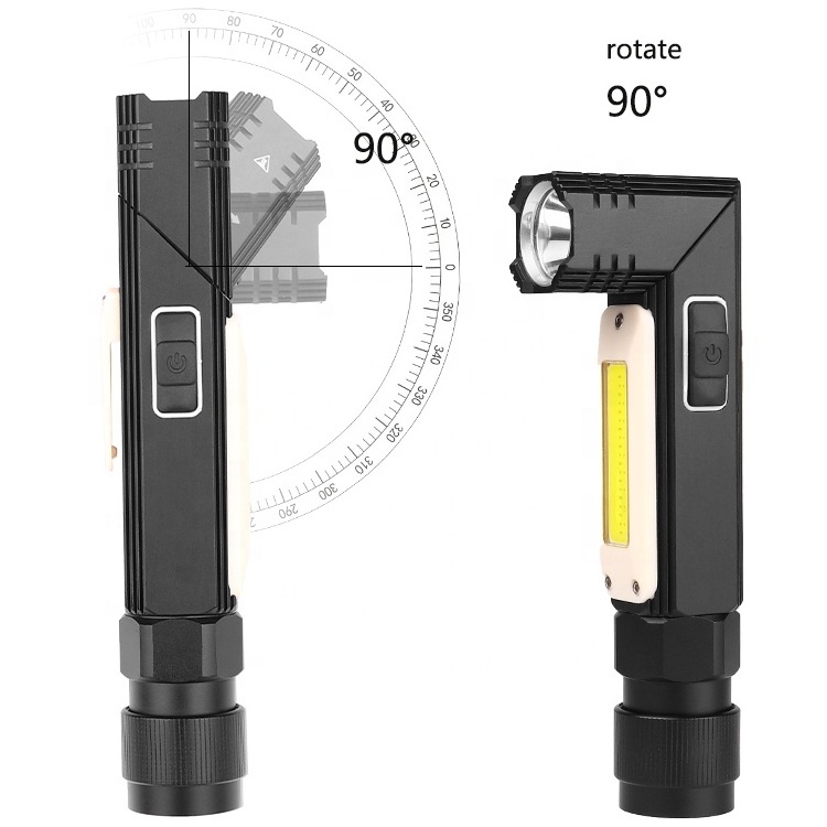 QXMOVING Portable USB rechargeable magnet work light flashlight 90 rotating degree Waterproof COB Work Light for car repair