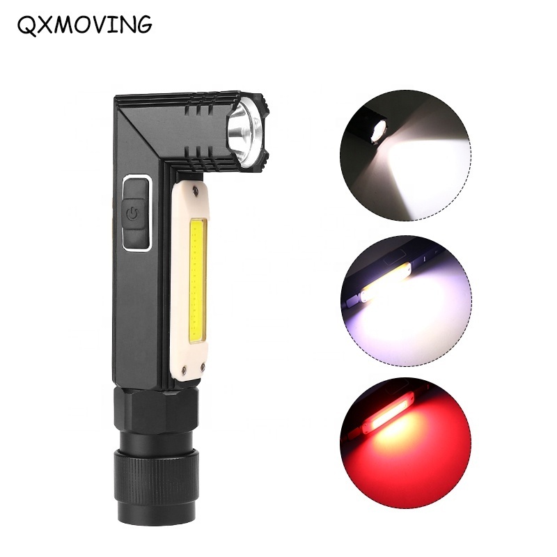 QXMOVING Portable USB rechargeable magnet work light flashlight 90 rotating degree Waterproof COB Work Light for car repair