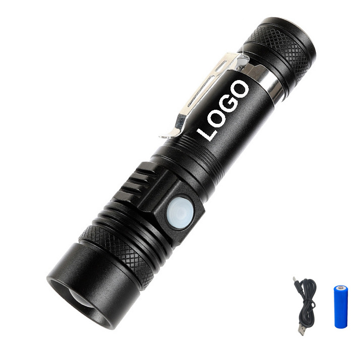 QXMOVING Waterproof Zoom Rechargeable 18650 Battery Pen Light With Clip Fast Track Mini Portable Tactical flashlight Torch Light