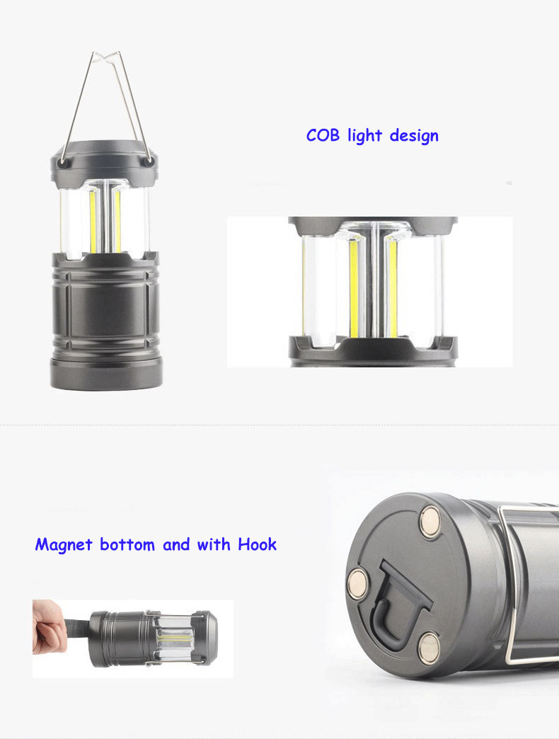 QXMOVING Outdoor lightweight 3 in 1 Camping Light Magnet Ultra-Bright Portable Lantern Lamp With Hanging