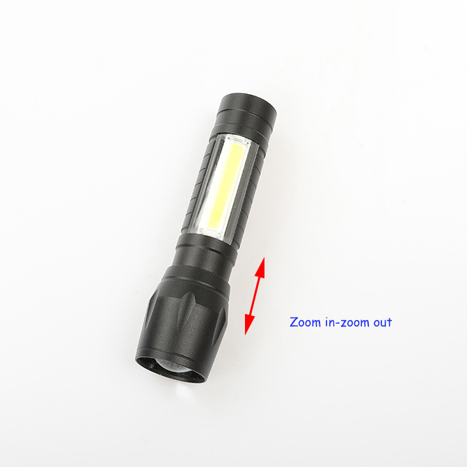 QXMOVING Zoomable USB Rechargeable Pocket Small LED Flashlight Waterproof Aluminum Tactical COB Mini Flashlights