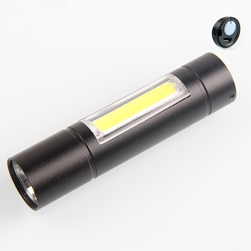 QXMOVING Portable EDC Mini USB Rechargeable Tactical LED Flashlight with COB Light Strobe