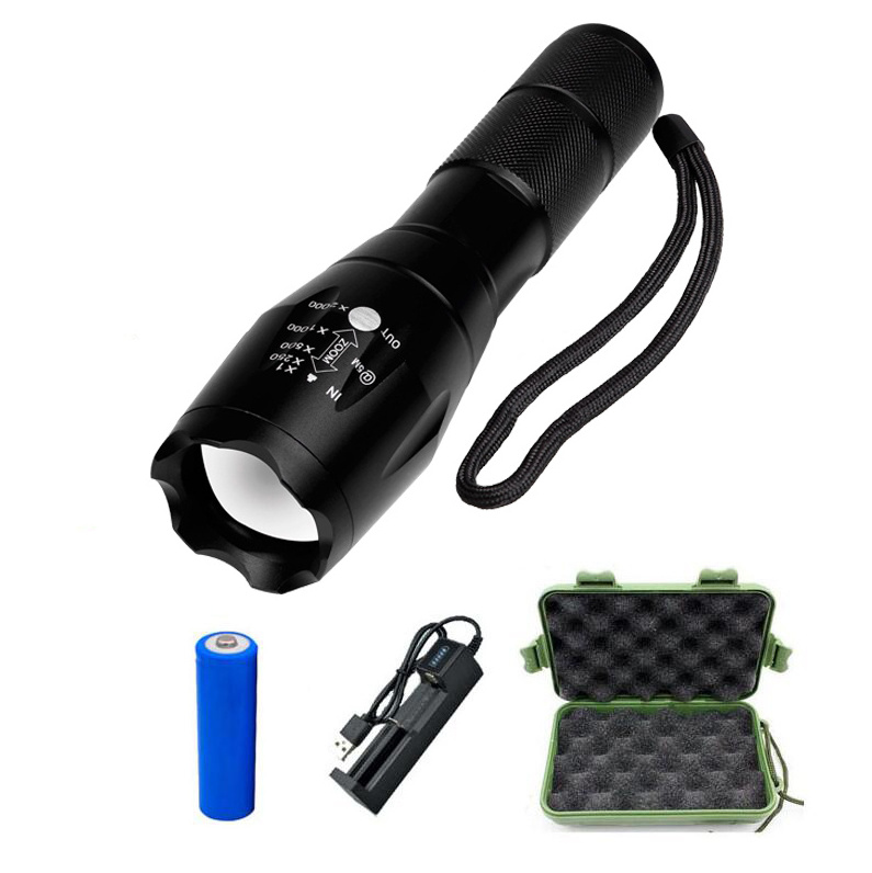 QXMOVING  18650 Battery 5 Modes T6 LED Zoom Rechargeable Waterproof Torch Light Tactical LED Flashlight For Camping