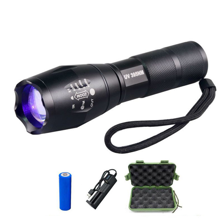 QXMOVING Ultraviolet Black Light 395nm Waterproof Rechargeable UV Torch Light LED Flashlight