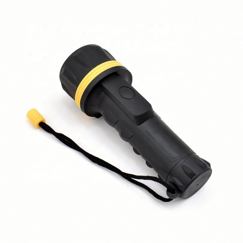 QXMOVING  Wholesale D Battery Powered Plastic Portable Flashlight Rubber Surface 3 LED Torch Light