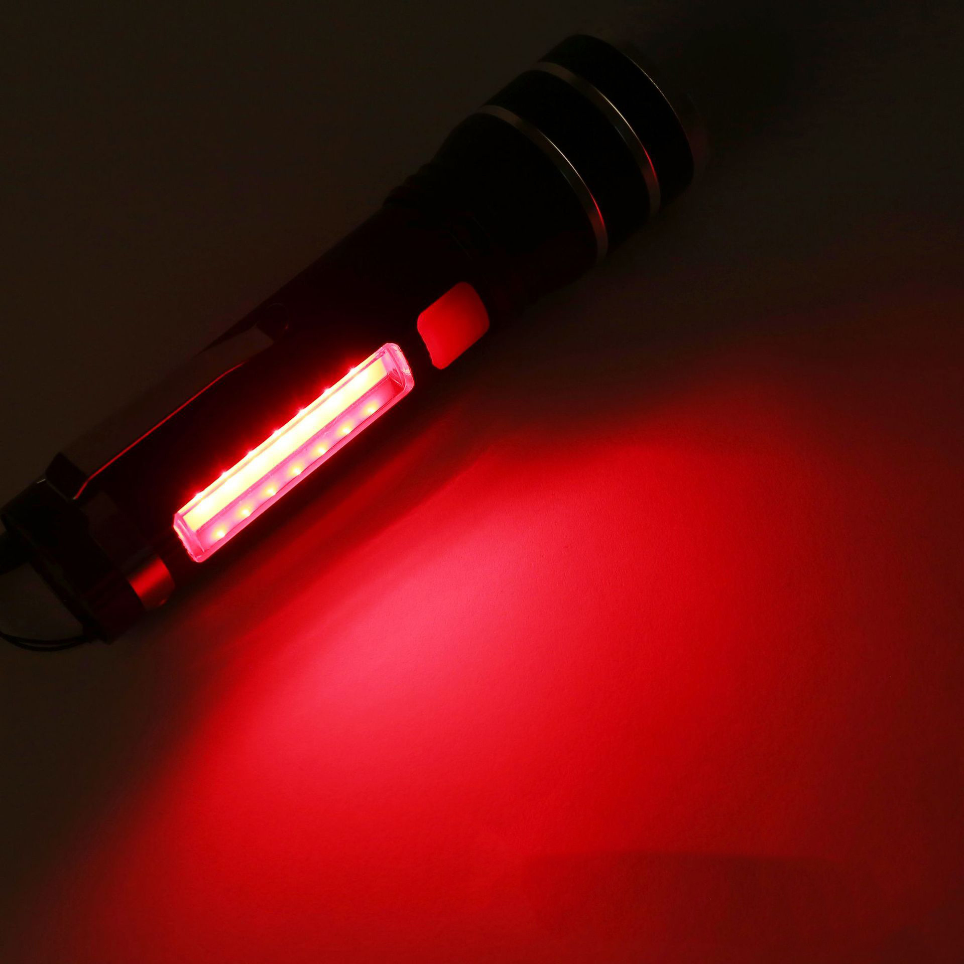 QXMOVING Powerful XHP50 COB Red Side Light Type C USB Rechargeable Self Defense Strong Light Tactical Flashlight