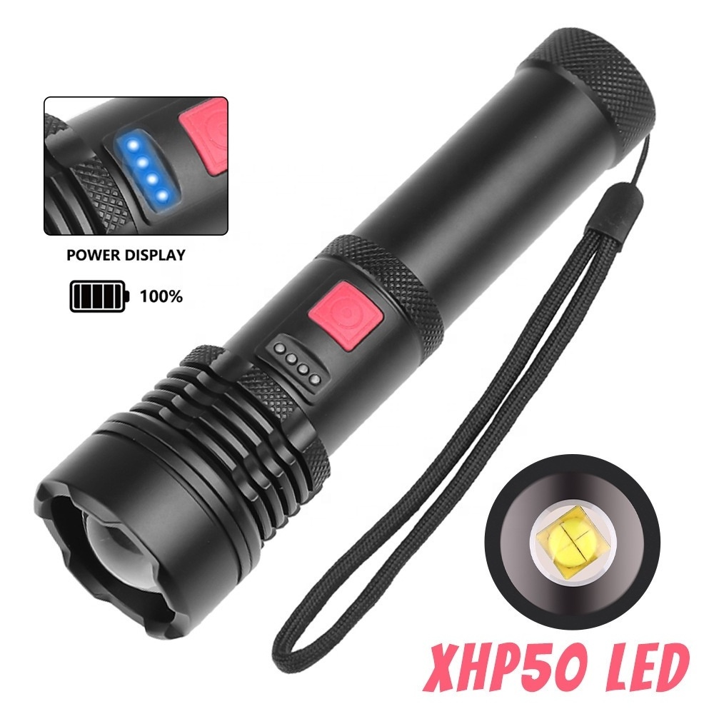 QXMOVING High Lumens Rechargeable Zoom Multifunction Emergency Bright Tactical Flashlight Waterproof For Hunting Hik