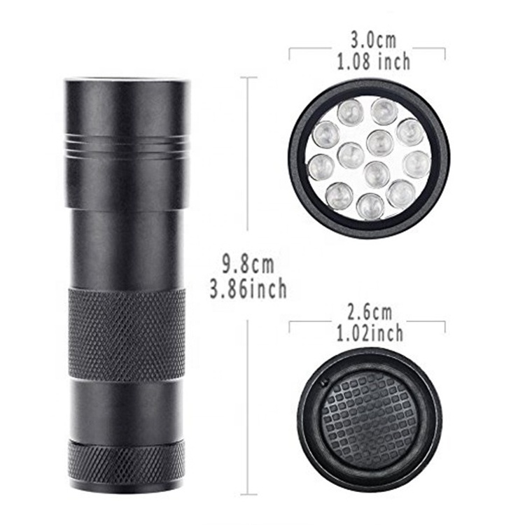 QXMOVING Black Light UV Torch Light Multi-purpose Ultraviolet 12 LED UV 395nm Flashlight For Cat Dog Urine Detector