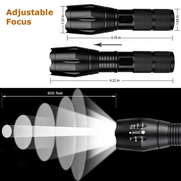 QXMOVING Waterproof 5Modes XML T6 Zoom Powerful Torch Light Tactical LED Flashlight For Hunting Fishing Camping Riding