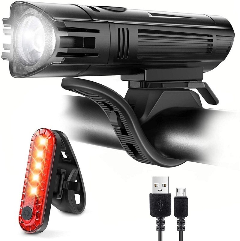 QXMOVING USB Rechargeable Waterproof Strong Lumen Bike Lights Front And Back Flashlight For Night Riding