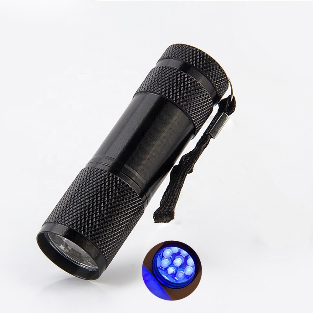 QXMOVING Small EDC AAA Battery Ultraviolet Mini 9 Led 395nm UV Flashlight For Money Pet Urine Detector