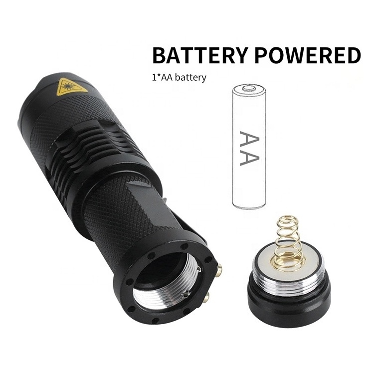 QXMOVING Portable Mini Aluminum Waterproof Torch Light Custom LOGO AA Battery Tactical EDC Zoomable LED Flashlight