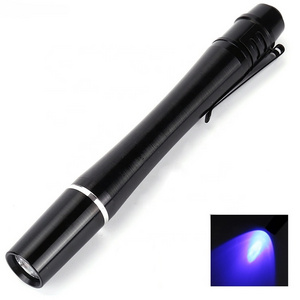 QXMOVING Small Powerful EDC 395nm UV LED Flashlight PenLight UltraViolet Scorpion UV Torch 365nm Black Light