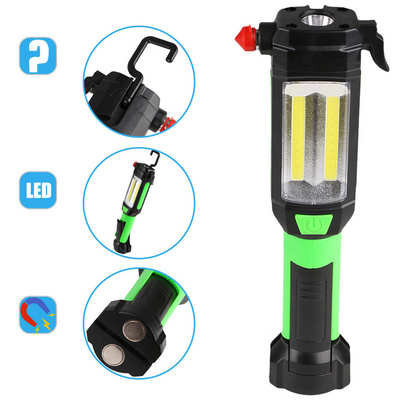 QXMOVING  Adjustable Portable Magnetic Base Rechargeable USB Flashlight COB LED Work Light with Hook