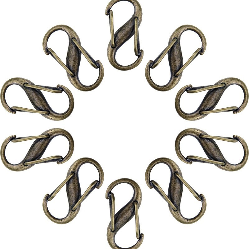 Zinc alloy S Type Mountaineering Eight Figure Double Head Spring Carabiners Ornaments Quick Hanging key Chain Accessories