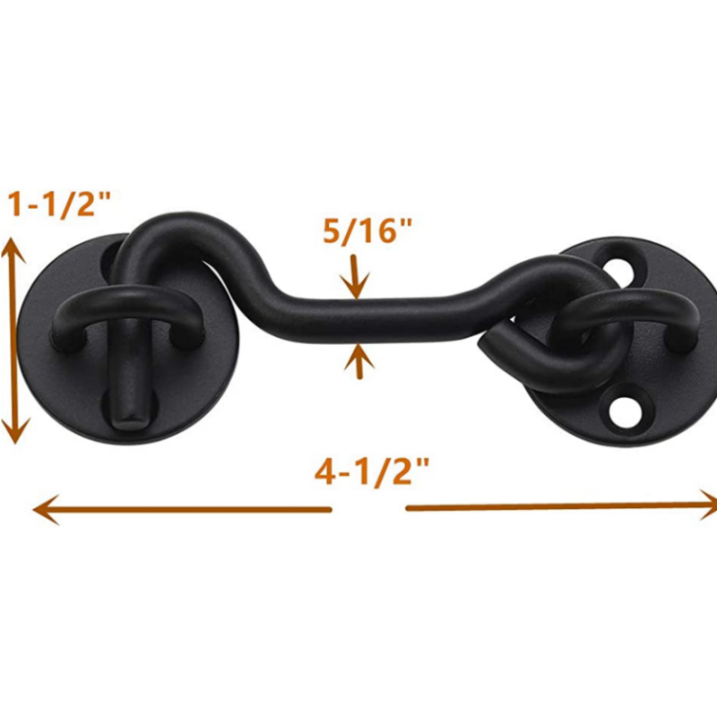 Black Sturdy and heavy duty Privacy Hook and Privacy Hooks Latch for Inside Door Eye Latch Easy Lock for Barn Door