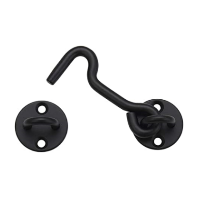 Black Sturdy and heavy duty Privacy Hook and Privacy Hooks Latch for Inside Door Eye Latch Easy Lock for Barn Door