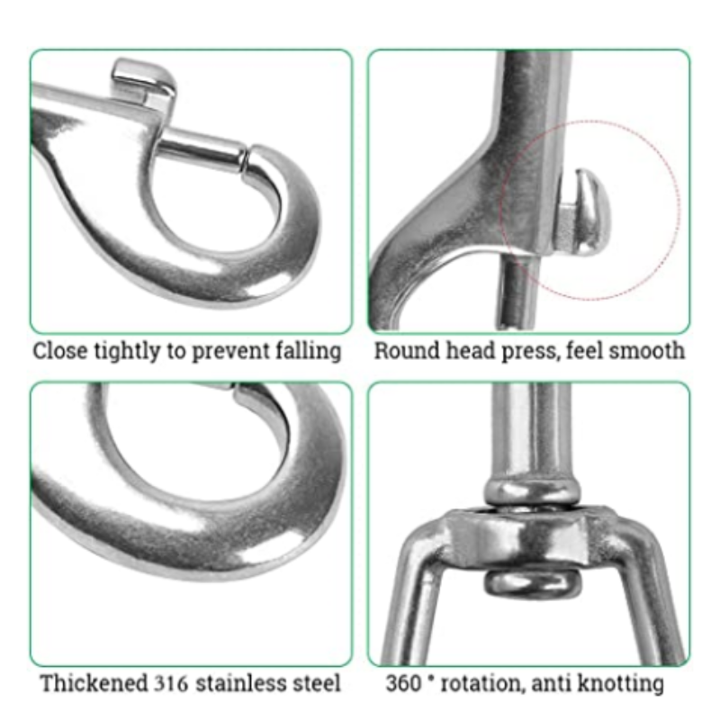 Stainless Steel Double End Heavy Duty Trigger Snaps for Water Bucket/Dog Leash/Pet Hammock and More,Double Ended Bolt Snap Hooks