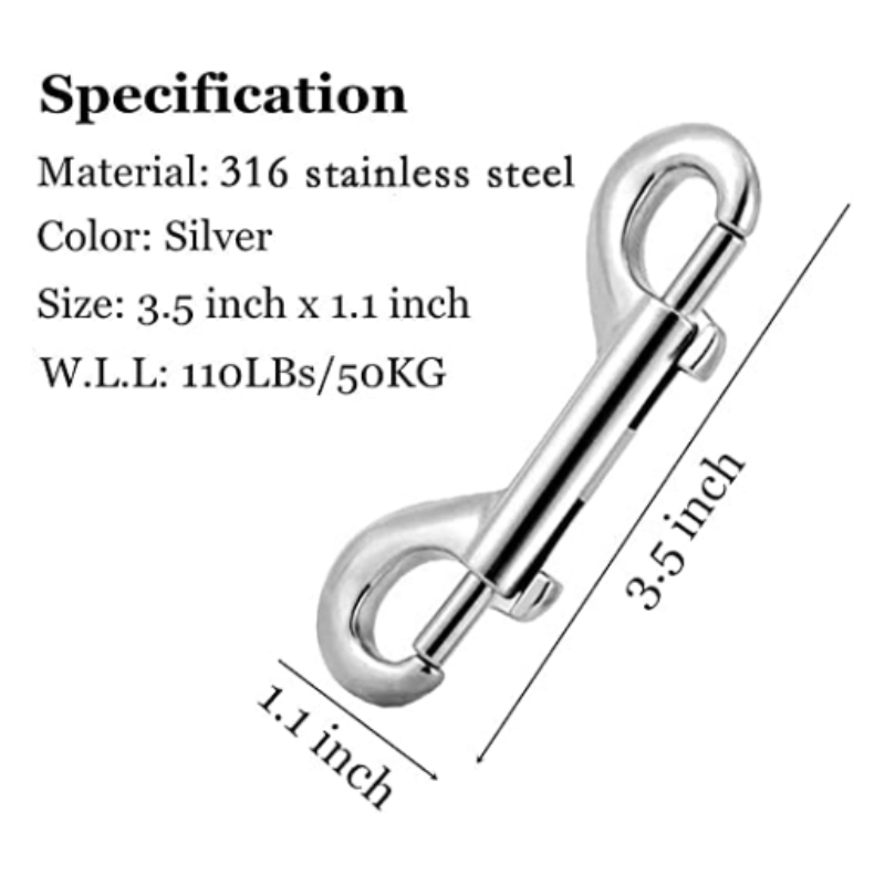 Stainless Steel Double End Heavy Duty Trigger Snaps for Water Bucket/Dog Leash/Pet Hammock and More,Double Ended Bolt Snap Hooks