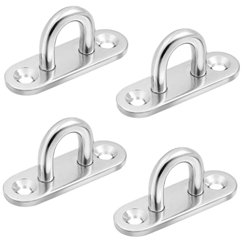 High quality Stainless Steel Oblong Pad Eye Plate Staple Ring Hook Loop U-shaped Design heavy duty swing hanger ceiling hooks