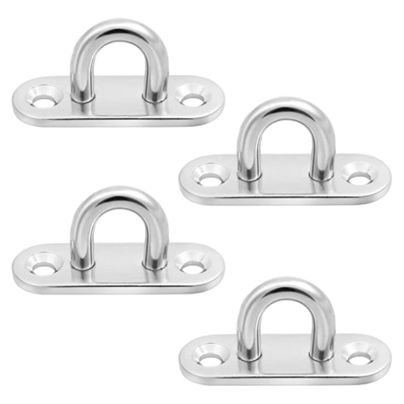 High quality Stainless Steel Oblong Pad Eye Plate Staple Ring Hook Loop U-shaped Design heavy duty swing hanger ceiling hooks