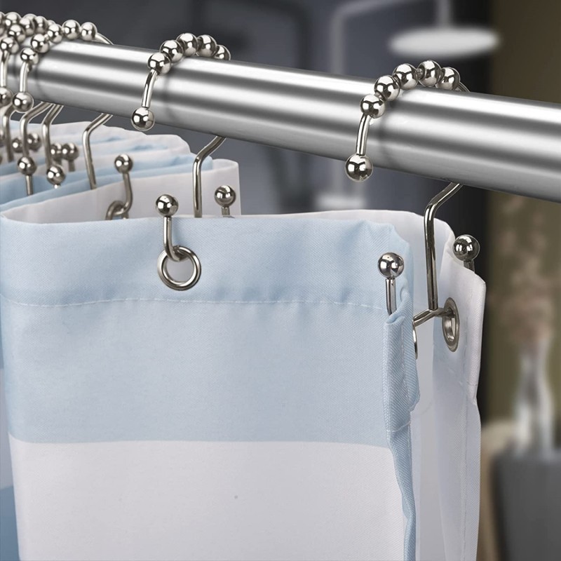 Wholesale High Quality Shower Curtain Hooks Rings Durable Metal Double Glide Shower Hooks for Bathroom Shower Rods Curtains