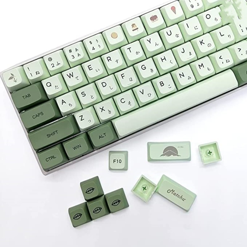 Matcha keycaps PBT 124 Keys XDA Profile Dye Sublimation ANSI Layout Set Japanese keycaps for Gateron Kailh Cherry MX Switches