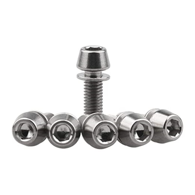 High quality Titanium M5x16mm Bicycle Stem Parts Titanium Ti Allen Hex Tapered Head Bolt with Washer Screw titanium bolt